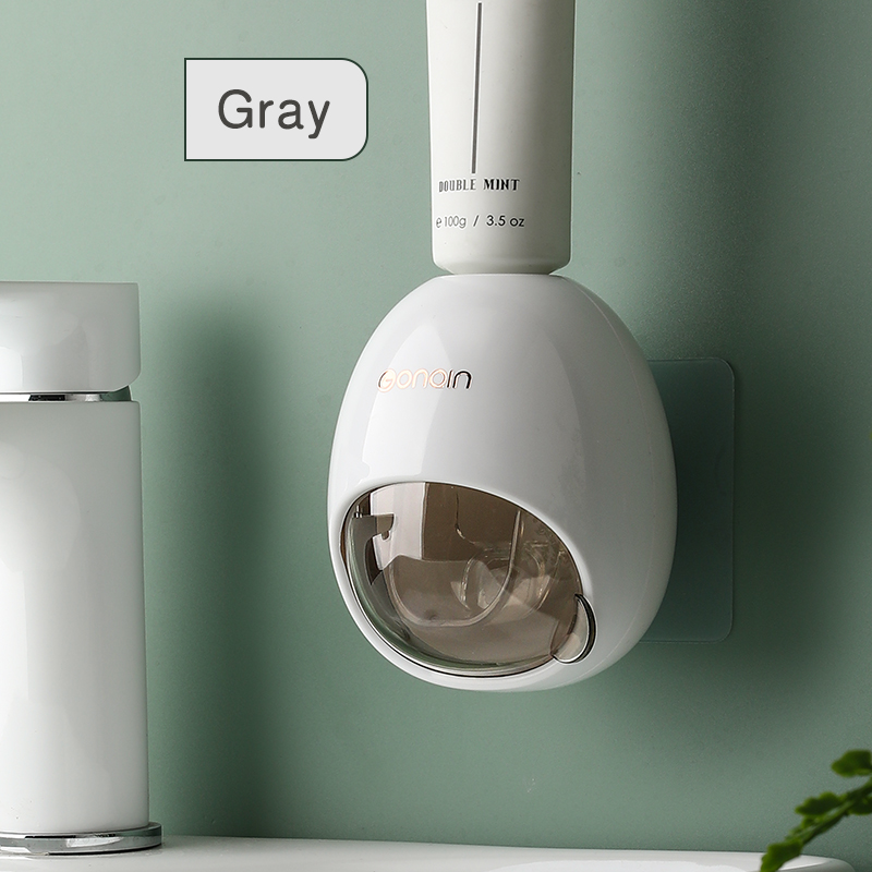 Wall Mounted Toothpaste Dispenser Automatic Tube Press Squeezer Toothpaste with Dust Cover Dispensador Pasta Dientes: Gray