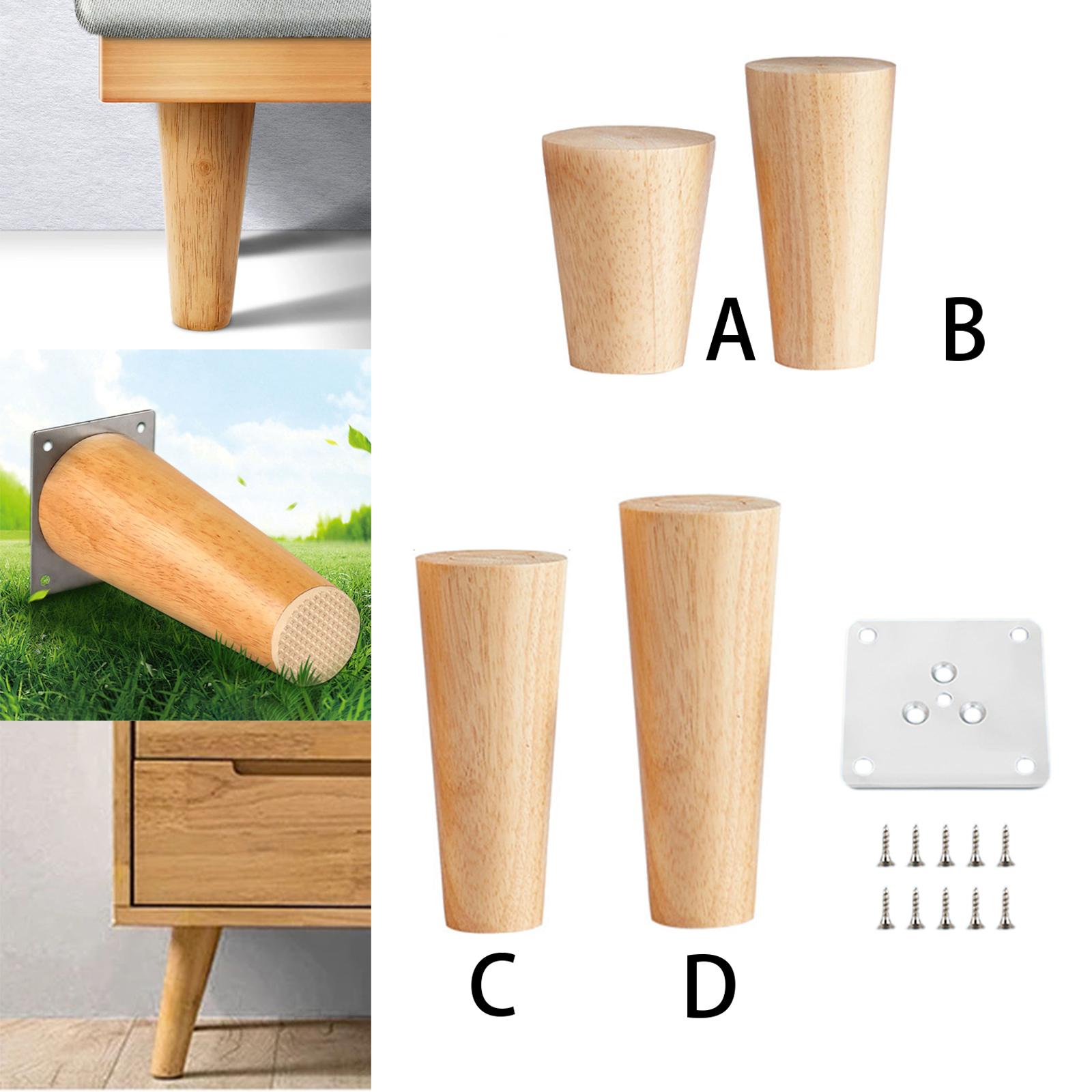 4Pcs Wooden Furniture Legs with Hardware Kit Replacement for Desk, Coffee Table, Lounge, Cabinet, Sofa