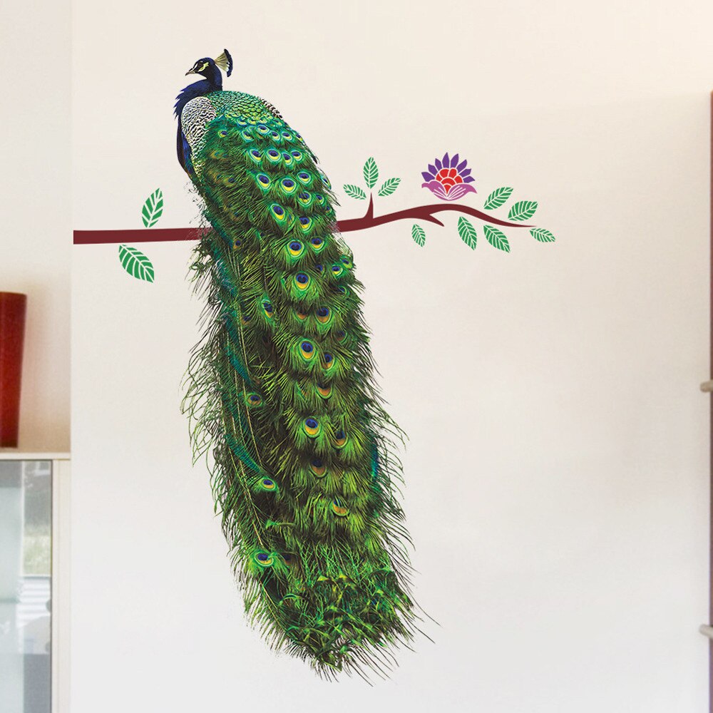 room decoration 3D Stickers DIY Home Peacock Removable Decor Environmentally Mural Wall Stickers Decal наклейки на стену