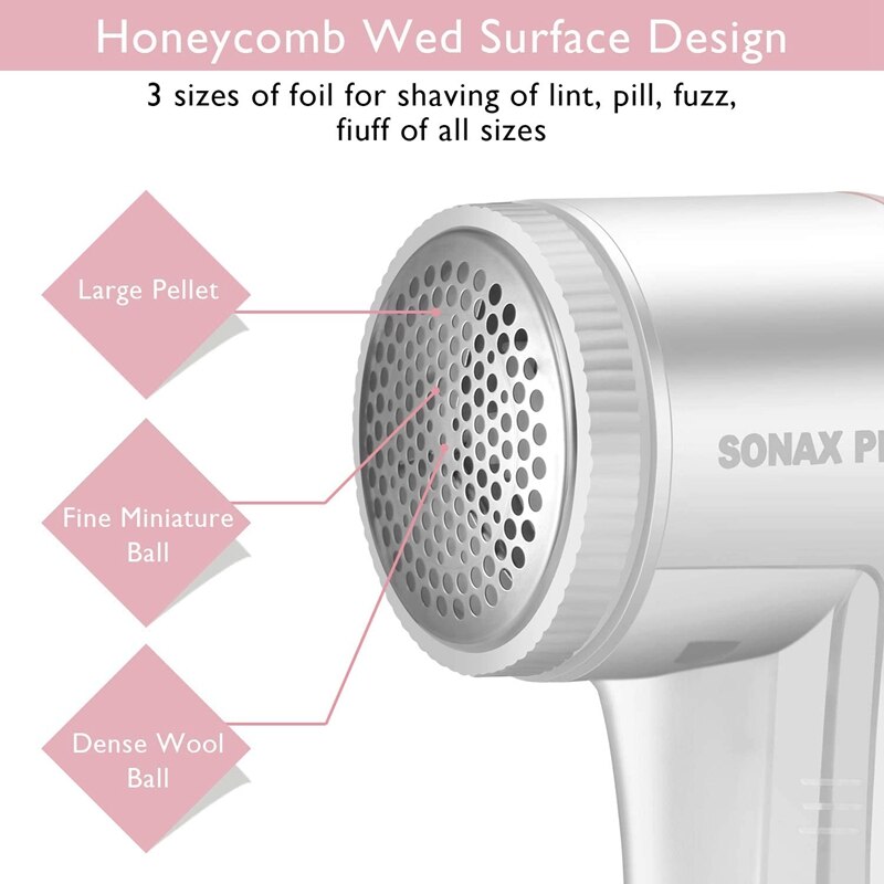 SONAX PRO Electric Lint Remover & Fabric Shaver, Small Home Stainless Portable Fuzz Remover for Fabric, Clothes