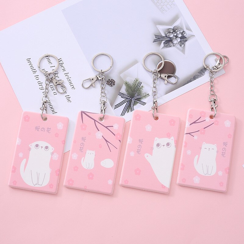 Cute Cartoon ID Bus Card Pass Holder Keyring Key Chain Case Wallet Pouch Business Credit Card Holder Identity Badge Card Cover