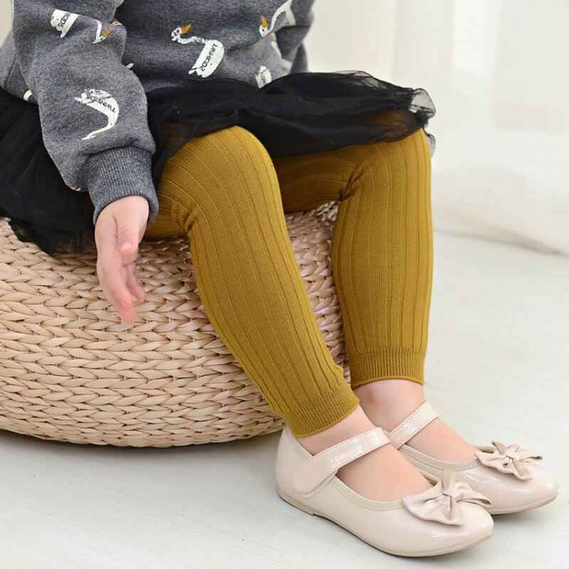 Lente Winter Kids Meisjes Gebreide Leggings Kinderen Solid Legging Baby Peuter Casual Enkel Glans Kousen