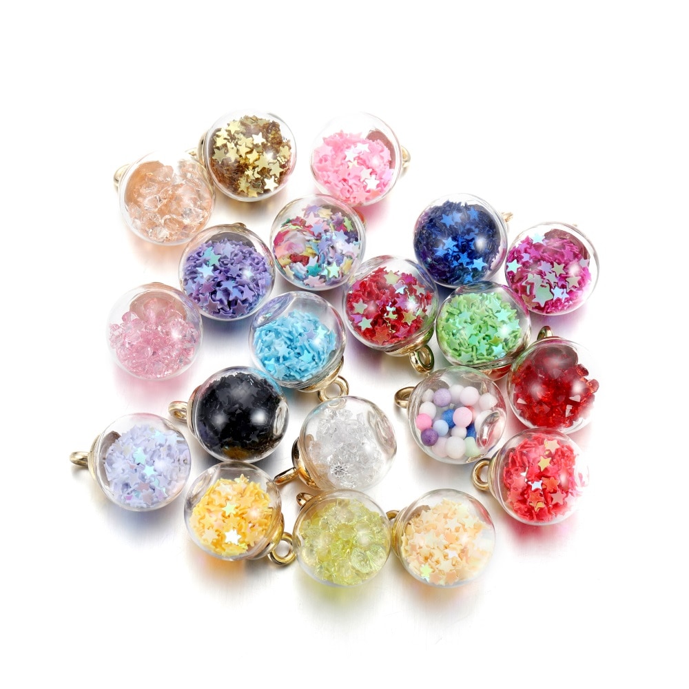 10 Uds. De cuentas de estrella de bola transparente de cristal de 16mm, dijes de lentejuelas, colgante para pulsera, collar, accesorios para hacer joyería DIY