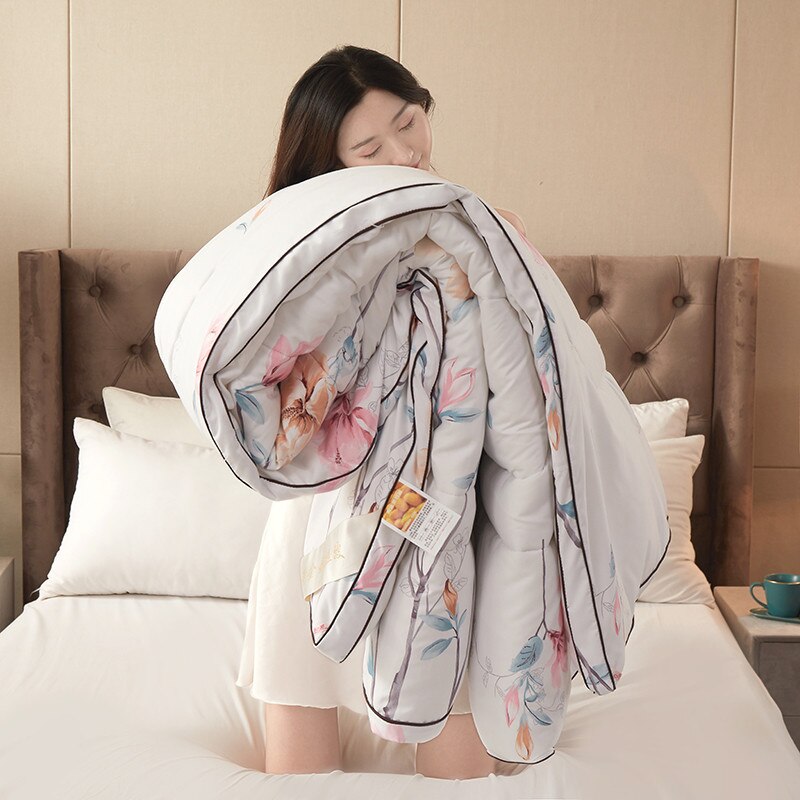 High Grade Winter Chinese Long Mulberry Silk Quilt Handmade 4 Season Silk Comforter Blankets Cotton Fabric Cove