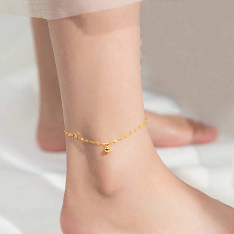 Ponykiss trendiges fußkettchen mit  s925 glänzenden goldperlen aus sterlingsilber, damenschmuck, partyschmuck, allergievorbeugend