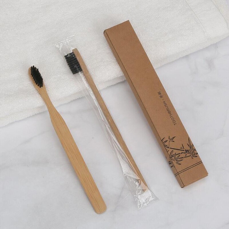 6Pcs Bamboo Toothbrush ECO-Friendly 100% Biodegradable Natural Wood Recyclable Black Clear Colors
