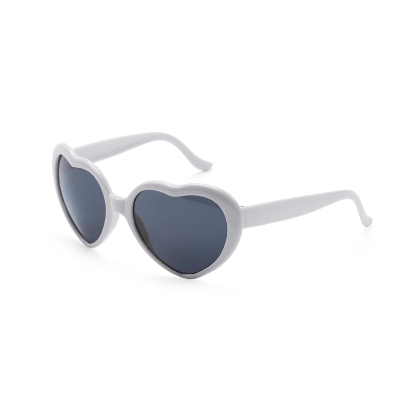 Women Heart Shaped Effects Glasses Watch The Lights Change To Heart Shape At Night Diffraction Glasses Female Sunglasses: Silver