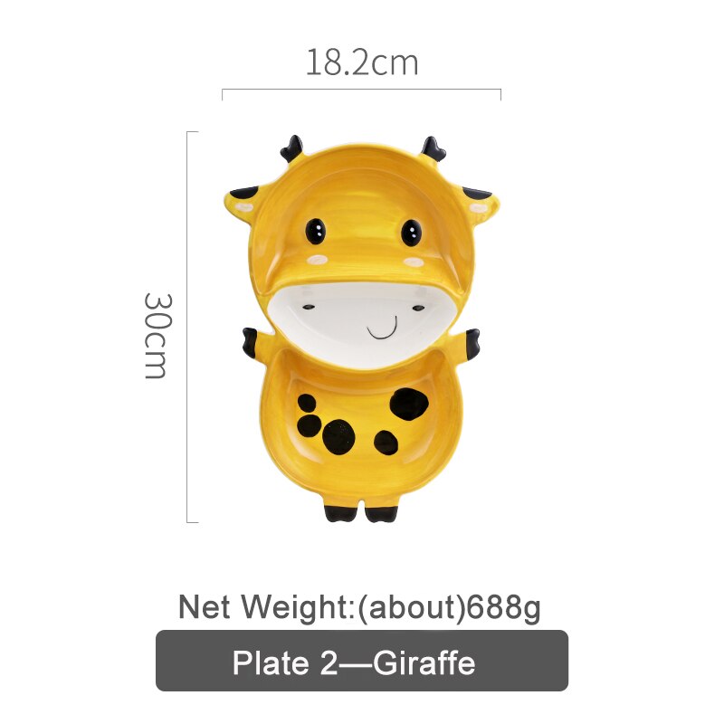 Children's Plate Set Of Rabbite Giraffe Baby Plate Dishes Ceramic Dineerware Set For Kids Bowl Plate Children's Cutlery: Giraffe Plate B
