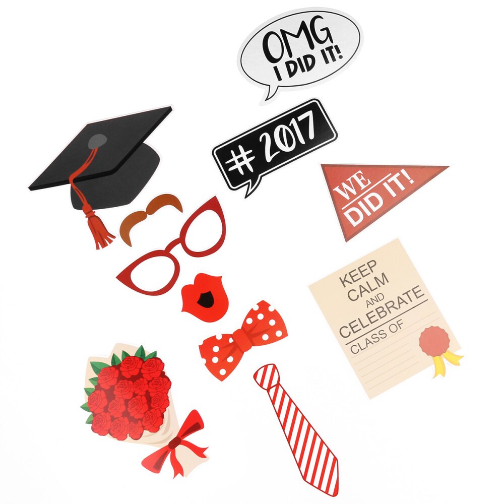 30pcs Graduation Party Photo Booth Props Graduation Party Decorations Attached to the Stick