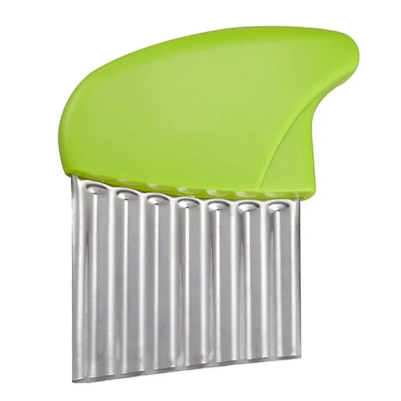 Cortador de patatas fritas de acero inoxidable, masa, frutas y verduras, cuchillo de cocina ondulado, cortador, picador, herramientas para hacer patatas fritas, Gadget: TRANSPARENT