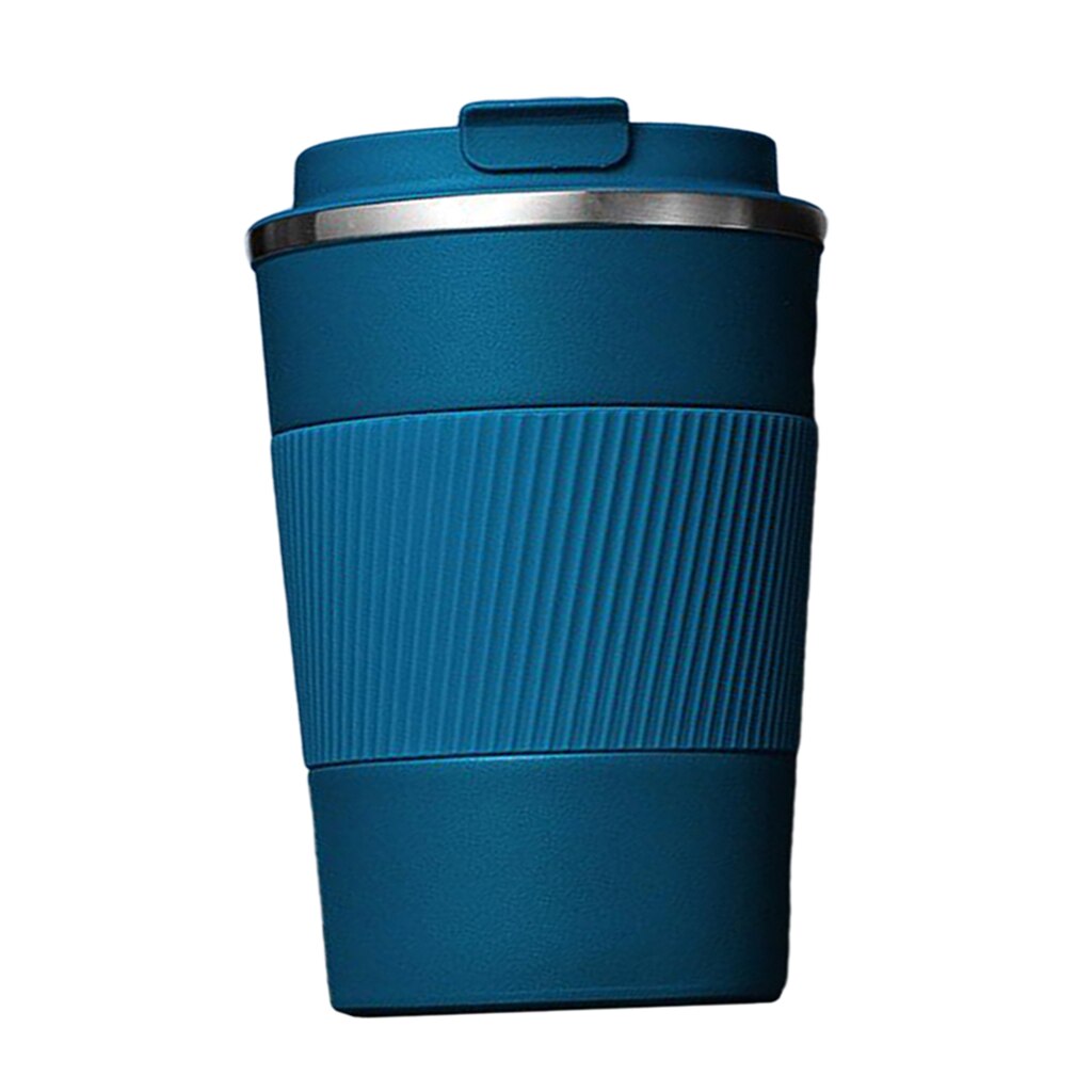 Coffee Mug & Cold Beverage Drinks Leak-proof Vacuum Travel Mug Reusable: 380ml Blue