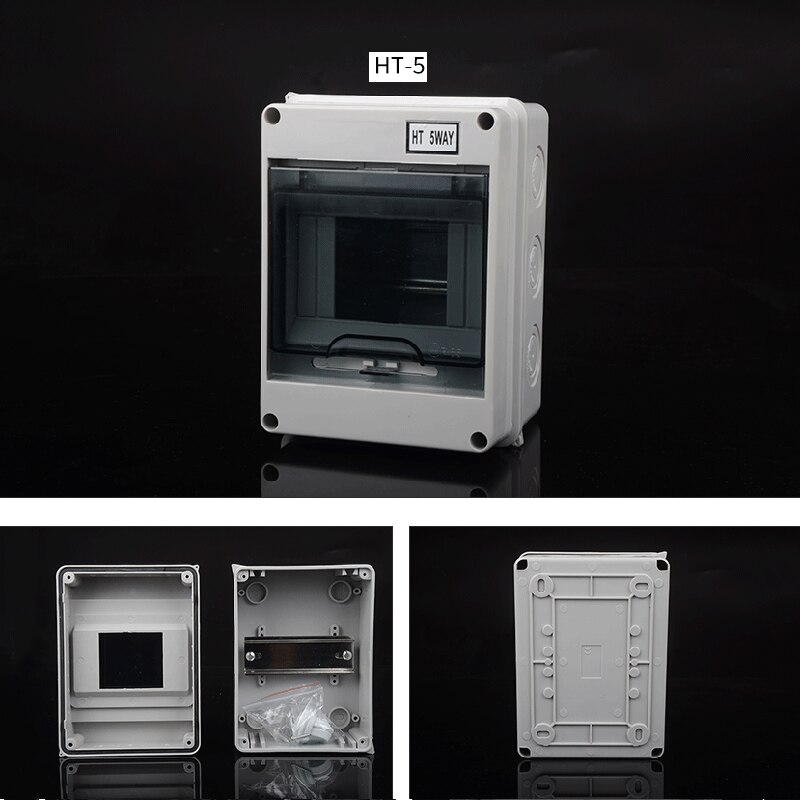 2/5/8/12/15/18/24Ways Electrical Distribution Box Outdoor Circuit Breaker MCB Power Plastic Junction Box Waterproof Project Case: HT-5