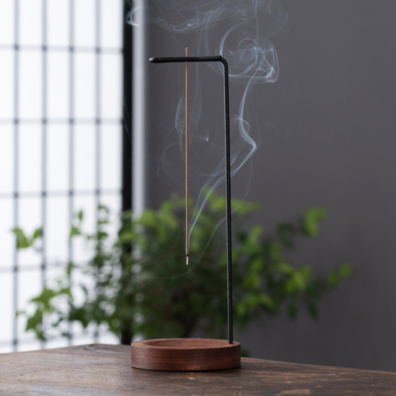 Quemador de incienso al revés , soporte para palitos de incienso, bandeja de incienso redonda de madera, adorno para dormitorio, manualidades de decoración de Yoga para el hogar: Blanco