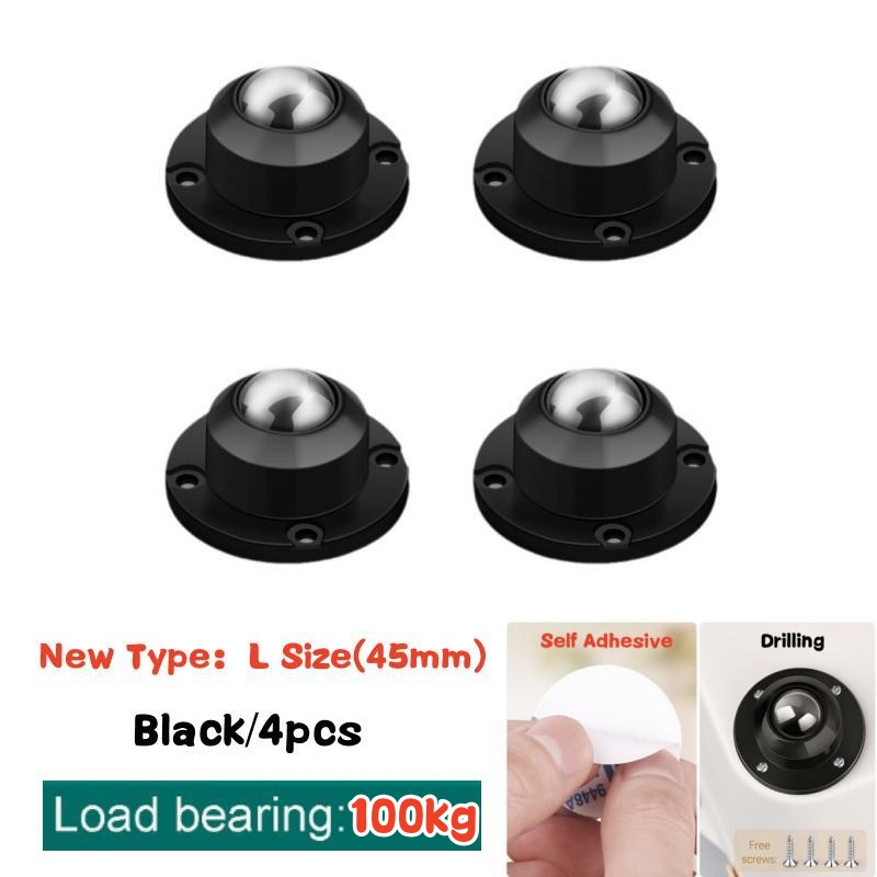 Rodízios para móveis pesados Rodas, polia autoadesiva, aço inoxidável, rolamento de carga forte, roda universal, rotação de 360 °, 4pcs: Branco