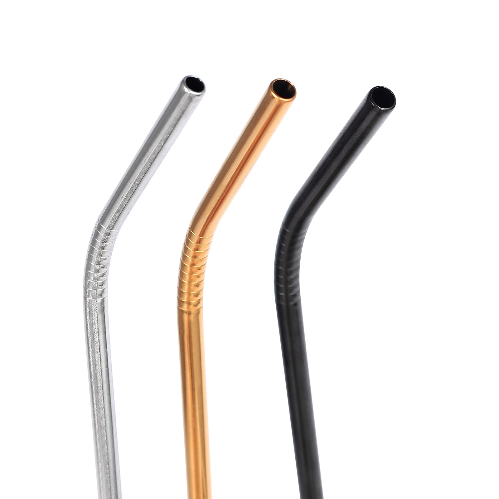 Neoteck-pajitas de Metal de acero inoxidable para bebidas, reutilizables y limpiadoras, surtido de pajitas dobladas con cepillos para fiestas, 10 Uds.