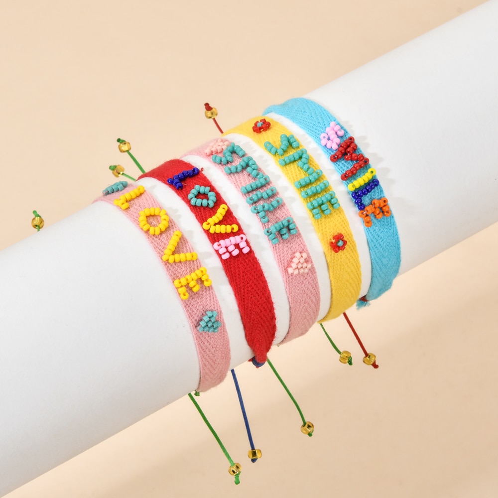 Zmzy bonito pulseiras para meninas jóias miyuki pulseira jóias artesanal arco-íris carta amor jóias por atacado pulsera
