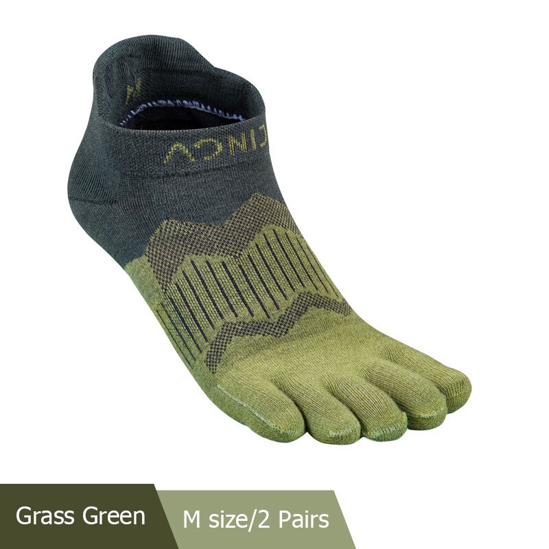2 Pairs Aonijie E4810 Ultra Run Vijf Teen Sokken Low Cut Sokken Toesocks Voor Running Marathon Trail: Grass Green M size