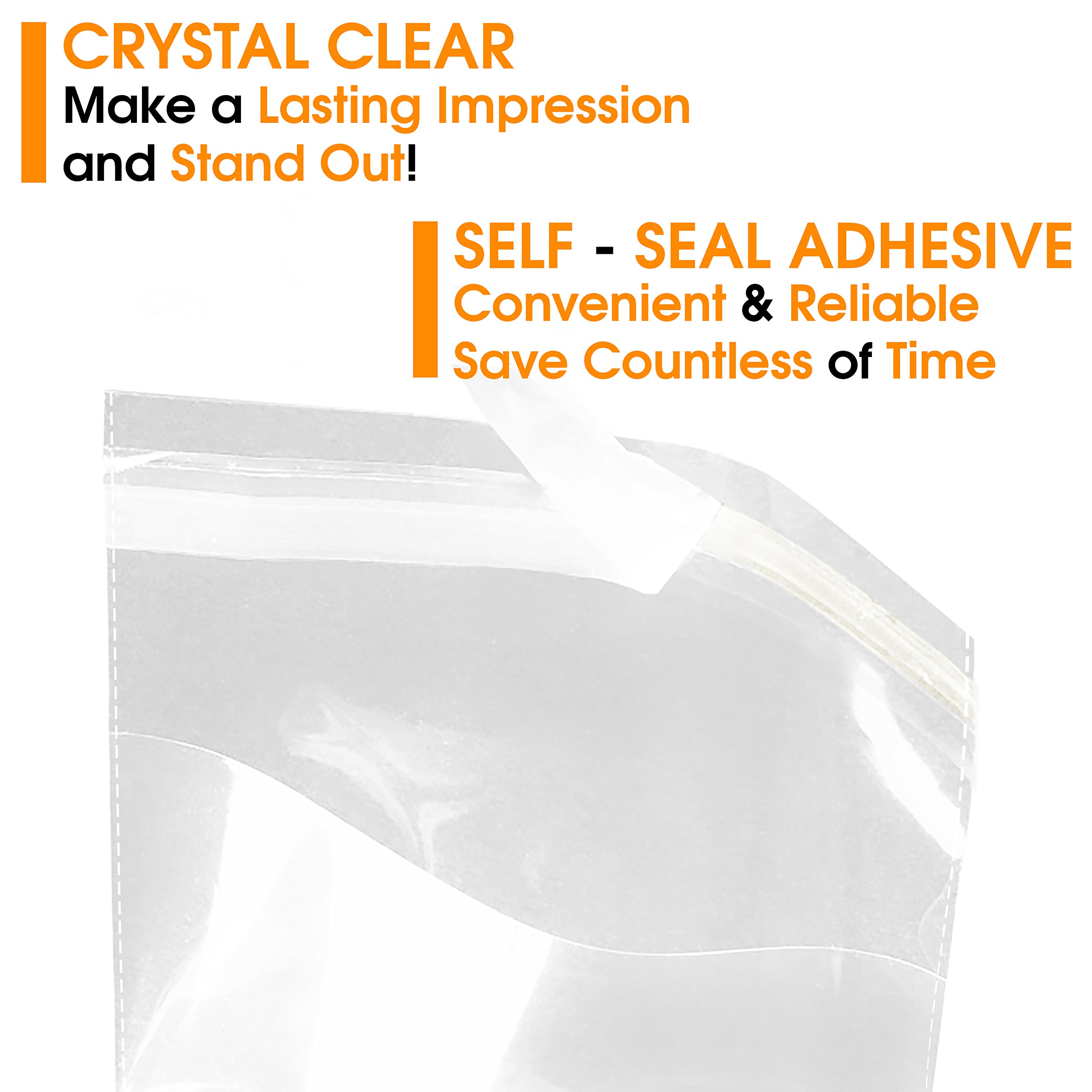 100Pcs/Pack Crystal Clear Resealable Polypropylene Poly Bags for Packaging, Clothing &amp; T Shirts Opp Self Adhesive Plastic Bag