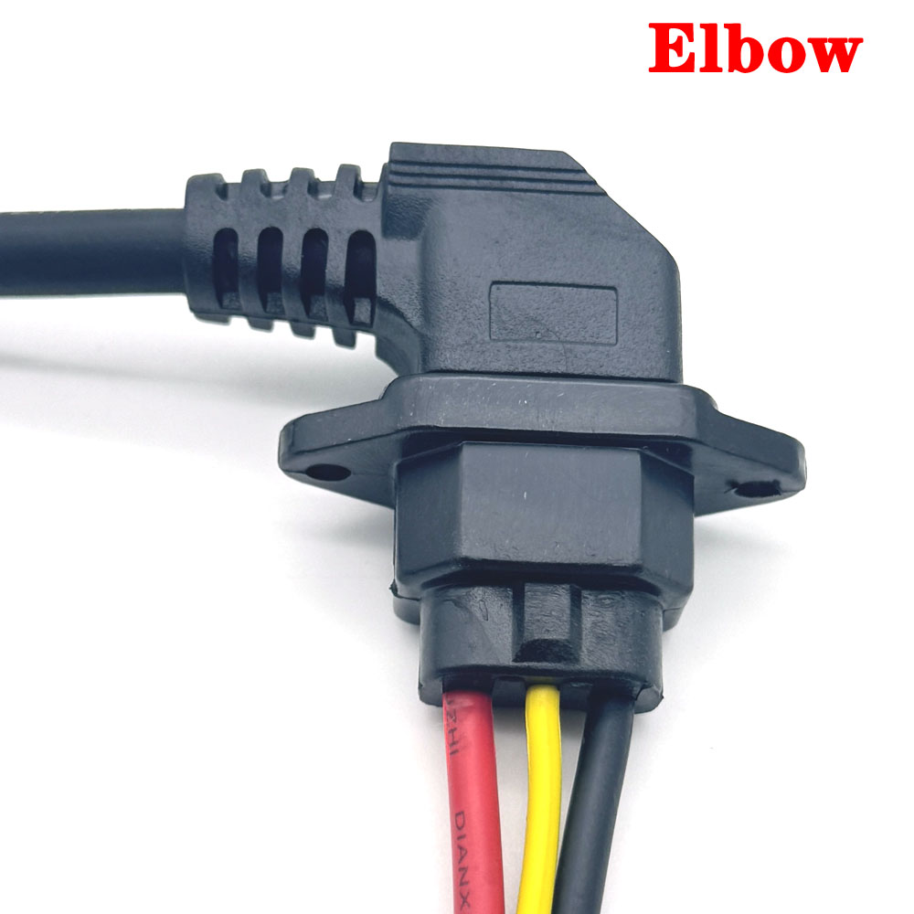 E-Bike Accu Oplaadstekker Drie Verticale Oplaadaansluiting Met 12awg Kabel Draad Elleboogconnector Voor 60V 72V Elektrisch Voertuig