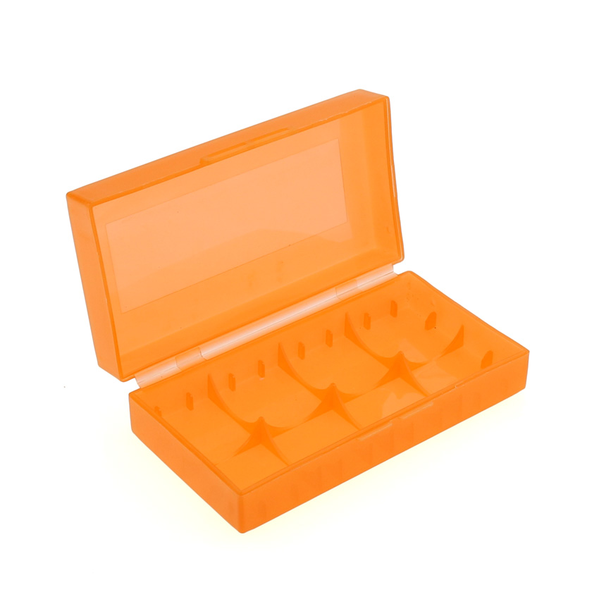 Estuche de plástico duro para almacenamiento, caja organizadora de almacenamiento con 2 ranuras, caja de batería 18650: Marrón y blanco