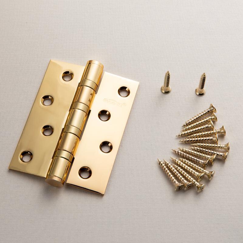 1 Pcs 4-inch Fine Copper Hinges Drawing Gold Door Furniture Silent and lubricated bedroom door hinges Furniture Hardware