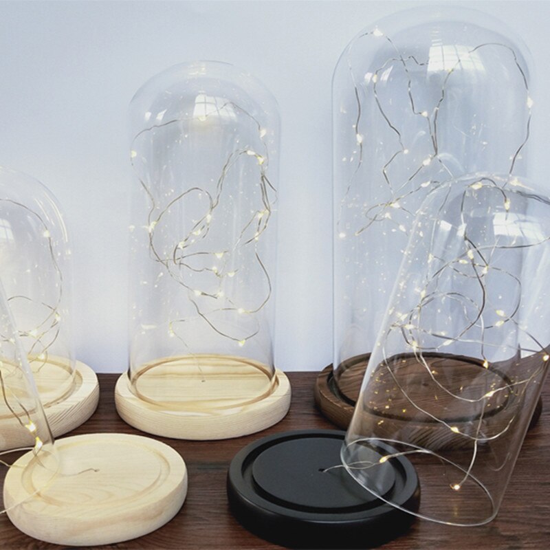 Diameter = 9cm glazen koepel houten basis met lichtgevende kronkelende decoratie voor thuis glazen koepel bruiloft decoratie