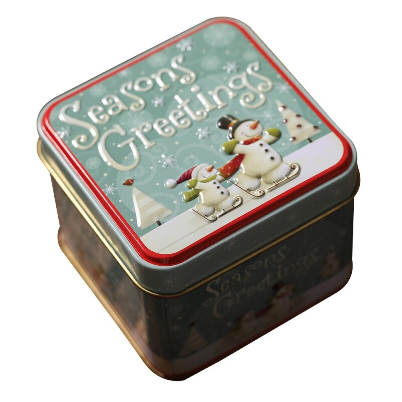 Embossing Tinplate Storage Container Metal Jars Empty Tins Candy Cookie Decorative Box Christmas