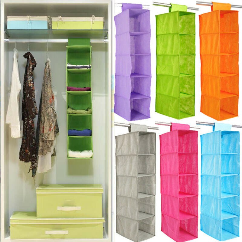 Organiseurs de vêtements suspendus | Étagère de 5, organiseurs de pantalons, support de garde-robe, Section de rangement, placard organisateur chaussures vêtements vêtement