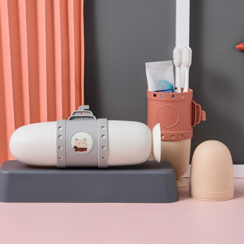 cartone animato sottomarino dente scatola Spazzolino Da Viaggio Scatola di Immagazzinaggio Portatile di Lavaggio della Tazza di Coppia Dente scatola impostato Da Viaggio Eco-amichevole Bocca tazza