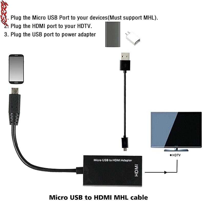 Micro USB MHL 2.0 To HDMI HDTV TV HD Adapter Cable 1080PHDMI Audio Video Cable MHL Converter Mobile Phone Mobile Samsung LG S7