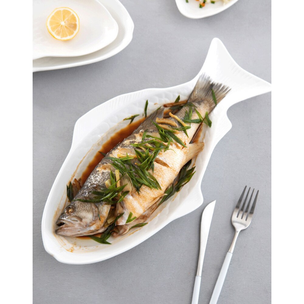 1pc -tallerken fiskformet keramisk bordservice snackopbevaring fiskepande til restauranter festlige sammenkomster