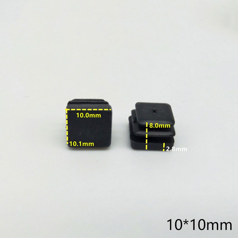 10Pcs Black Plastic Steel square pipe plug Furniture Leg plug Anti Slip Feet Protector Pad Plastic square tube cap plug: 01