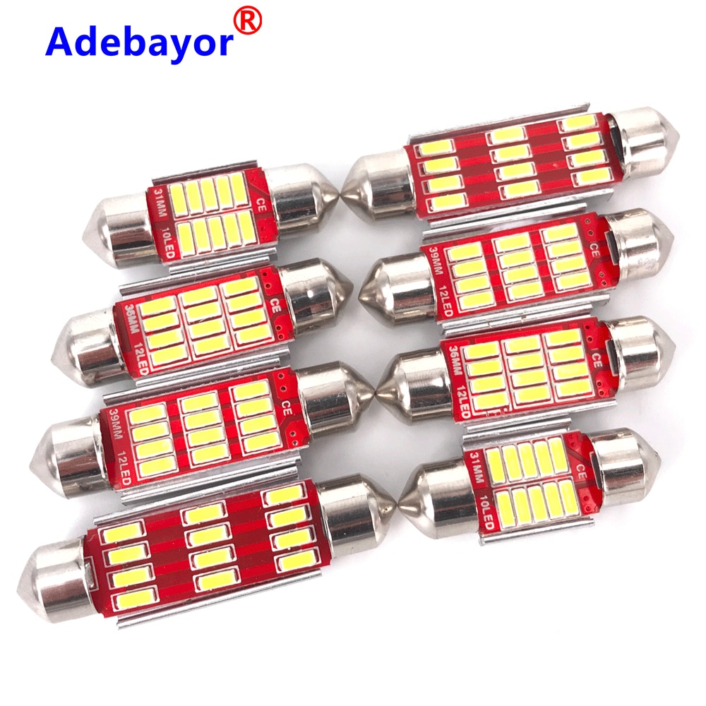 200Pcs Festoen 31Mm 36Mm 39Mm 41Mm C5W Canbus Geen Fout Auto Licht 12SMD 4014 Led auto Interieur Koepel Lamp Leeslamp Lamp Wit DC12V