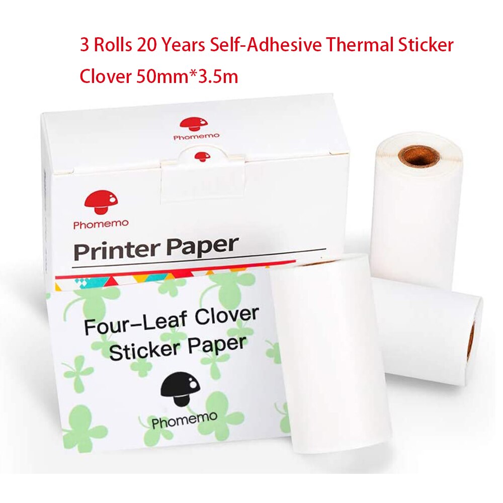 Phomemo – Papier thermique auto-adhésif, étiquette autocollante imprimable, pour imprimante M02/M02S/M02Pro, Papier Photo: 20Y Sticker clover