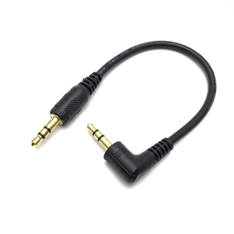 Ultra Korte 3.5Mm Aux Kabel 15Cm Male Naar Male Vergulde 90 Graden Hoek Audiokabel Voor MP3 auto Telefoon Speaker