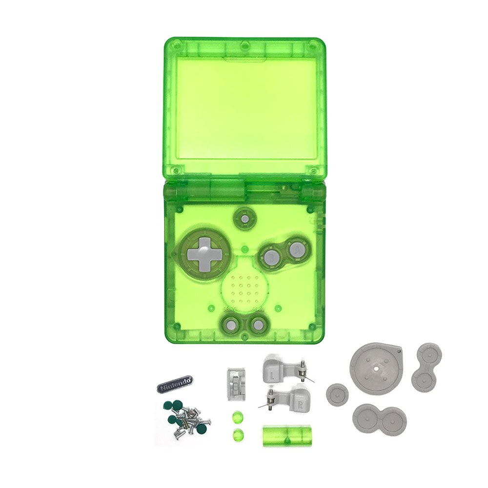 Clear Color Shell for GBA SP Shell For Gameboy Advance SP Console Shell Transparent Case With Buttons and Conductive pads: Clear Green