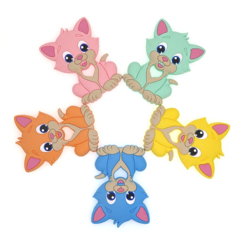 Kovict Bpa Gratis 5/10 Pcs Puss Silicone Baby Bijtring Knaagdieren Baby Tandjes Speelgoed Chewable Animal Shape Baby Producten verpleging