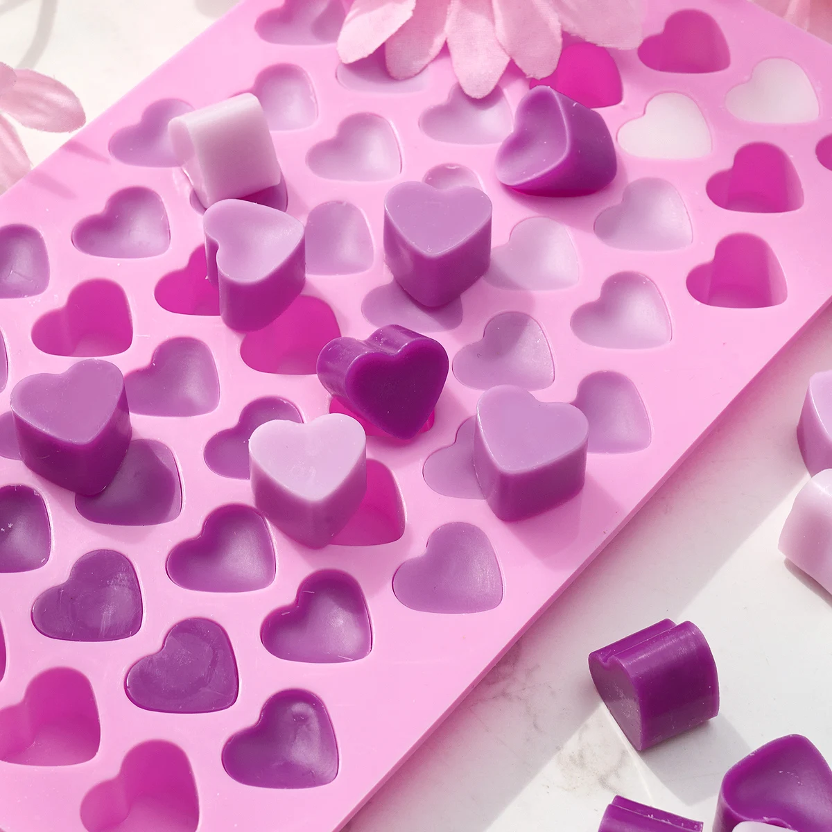 Molde de vela de silicona con forma de corazón de 56 compartimentos, bricolaje, grande, pequeño, pastel de amor, bandeja de hielo de Chocolate, moldes para hornear, decoración del hogar y vacaciones