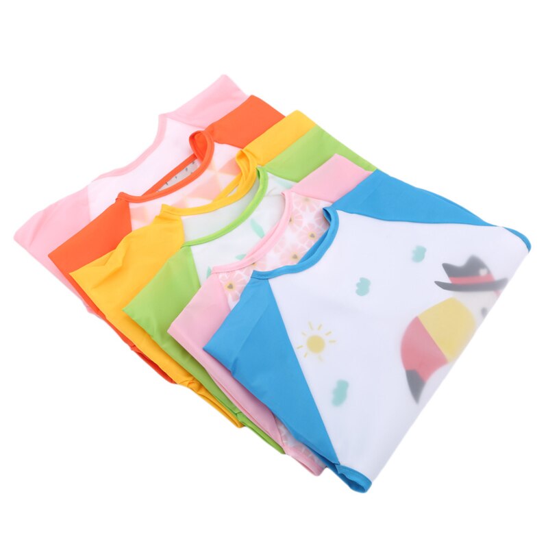 Waterproof Baby Infant Full Sleeve Bibs Cute Cartoon Animals Children Long Sleeve Apron Coverall Feeding Bibs