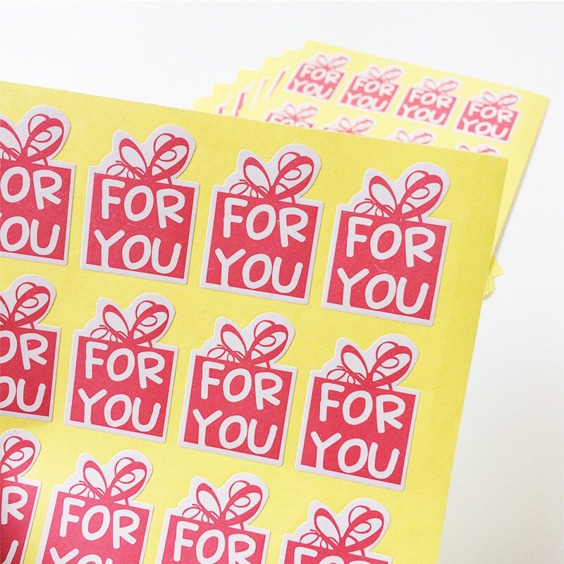 1200 stuks/partij schattige roze doosvormige stickers voor jou om zelf te maken, multifunctioneel om te bakken, decoratie-etiketten te maken