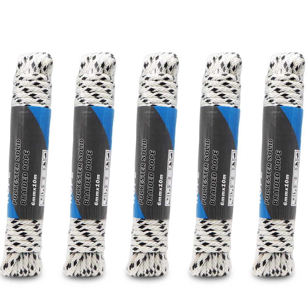 Polyester Thread 8 Strand 6mm 10 Meters Braided Rope Twisted Rope Home Travel Camping: 5pcs