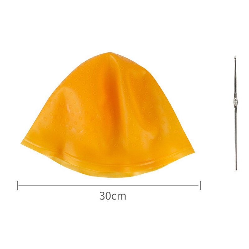 Salon Dye Silicone Cap + Hook Silicone Hair Highlights Cap Needle Reusable Hair Coloring Cap Hair Dye Hat Hairstyling Tool: Style B Orange