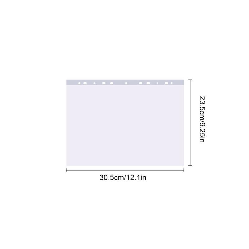 100pcs Briefcase Bag For Documents Ultra Thin A4 Plastic 11-Hole Loose Leaf Transparent Sheet Document Protector File Folder Bag