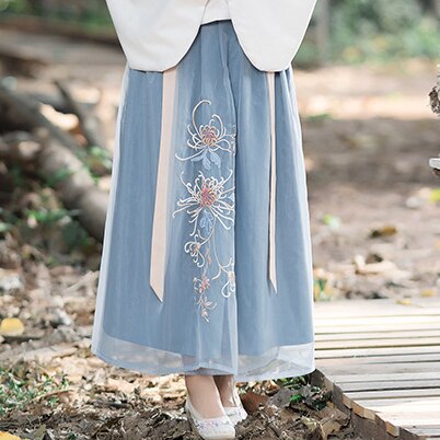 Chinese jurk hanfu vrouwen cheongsam jurk traditionele chinese kleding voor vrouwen chinese blouse china kostuum: blue skirt / S