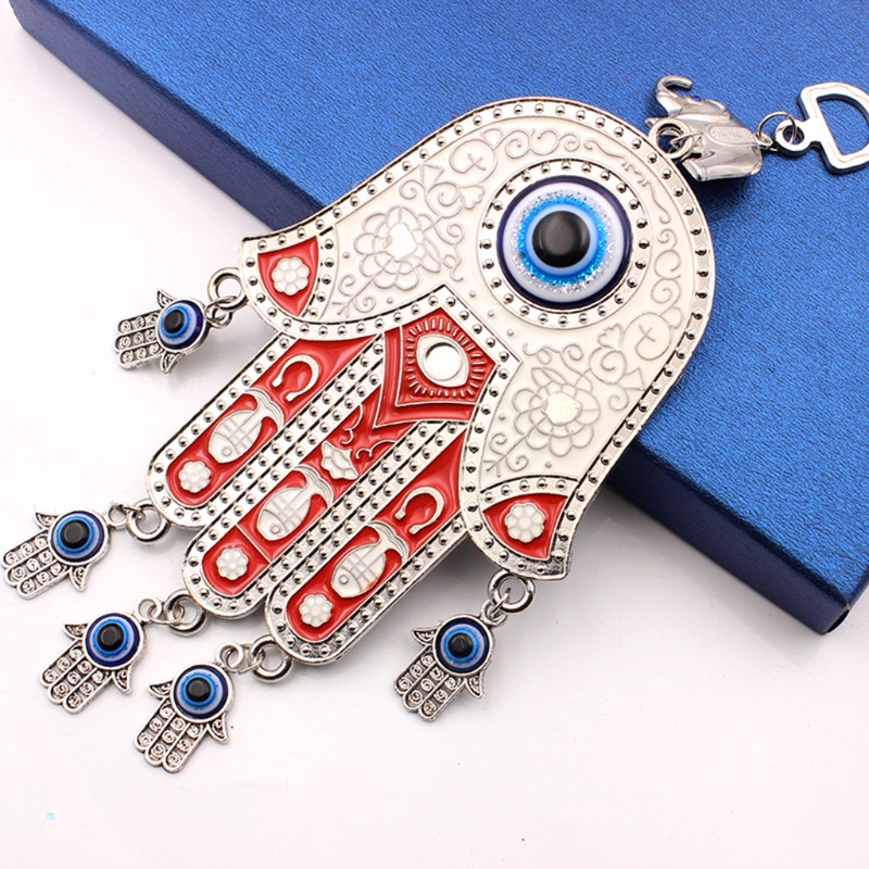 Amuletos de Palma de ojo malvado azul turco, colgante de pared, adorno, decoración del hogar, protección del coche