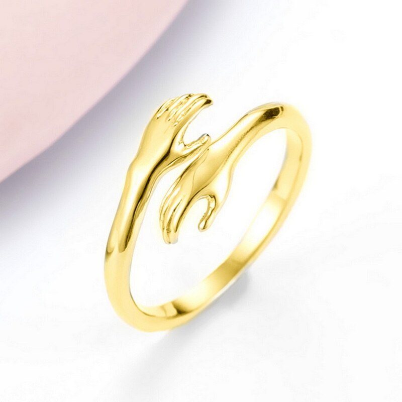 Vintage kærlighed kram ring til mænd kvinder gotisk sølv farve åbne justerbare ringe fest valentinsdag & #39 ;s dag: Ri21 y 0003-1