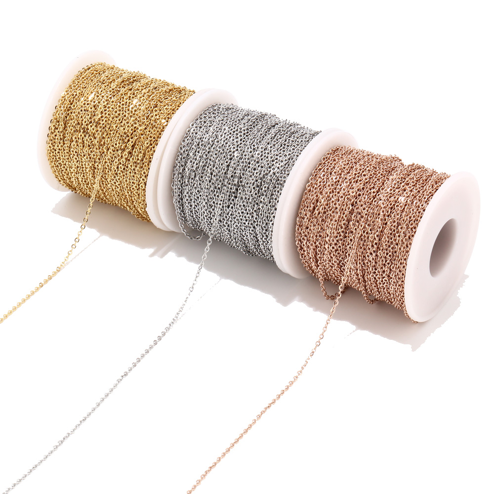 2 Meters Stainless Steel Rose Gold/Gold Link Chain Necklace Bulk Cable 2mm Width for Jewelry Making Findings DIY Supplies
