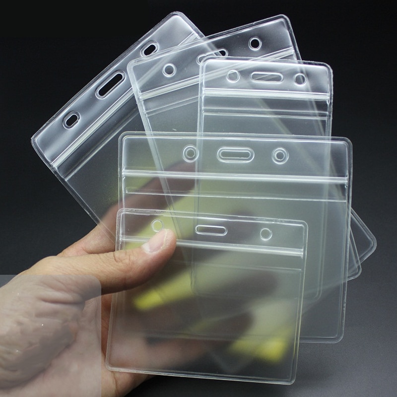 10 Stuks Transparant Vinyl Plastic Id-kaart Houder Met Rits Badge Houder Accessoires Schoolbenodigdheden