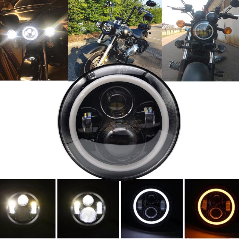 Boîtier de montage des phares LED pour motos, 7 pouces, éclairage avant chromé pour conduite, 60W, DOT DRL