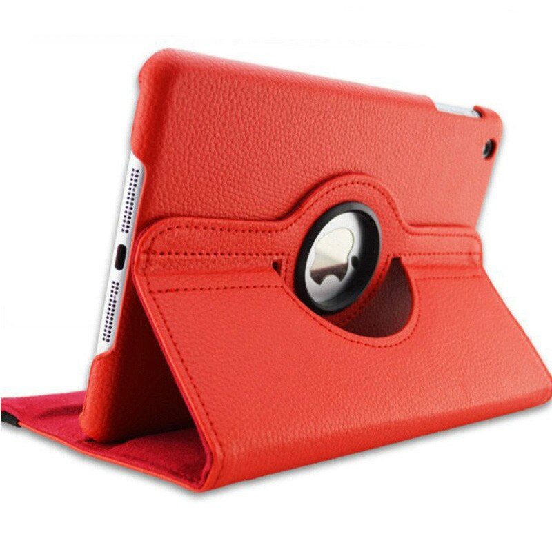 Dla iPad Air 2 Case 360 stopni obracanie PU skórzana klapka etui do ipada ipad 9.7 etui do ipada ipad 6 generacji Case air 1 2018 9.7: Czerwony